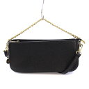 【中古】ローラディマッジオ LAURA DI MAGGIO 2WAY ハンドバッグ ショルダーバッグ ワンハンドル チェーン ロゴチャーム レザー 黒 ブラック...