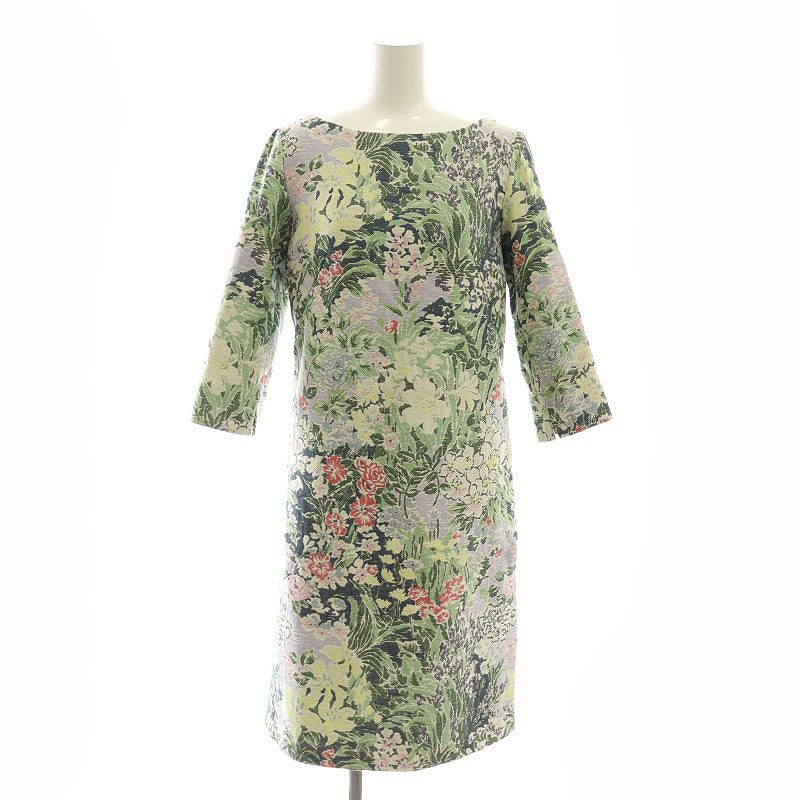 【中古】シビラ SYBILLA 花柄刺繍ワンピース 膝丈 七分袖 M マルチカラー /DO ■OS レディース 【ベクトル 古着】 250407
