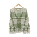 【中古】アーバンリサーチ サニーレーベル URBAN RESEARCH Sonny Label チェックジャガードカーディガン ニット Vネック L グリーン グレー /DF ■OS ■GY39 ■AX メンズ 【ベクトル 古着】 250403(4)