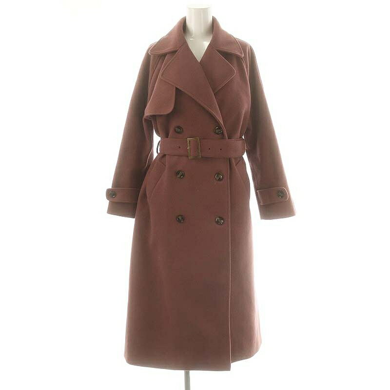 【中古】リゼクシー RESEXXY 23SS ウールライクトレンチコート ロング F ピンク /HK ■OS レディース 【ベクトル 古着】 250407