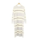 【中古】ジェラートピケ gelato pique 23AW パウダーボーダーワンピース ニット ロング 長袖 F サックスブルー オフホワイト ダークグレー /DO ■OS ■SH レディース 【ベクトル 古着】 250414(4)