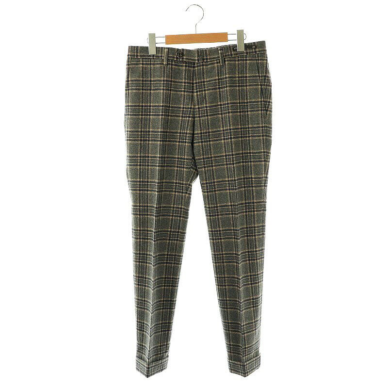 【中古】ピーティーゼロウーノ PT01 Fulham RD SUPER SLIM FIT チェック柄パンツ スリムテーパード 46 グレー /DF ■OS ■AD メンズ 【ベクトル 古着】 250418