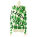 【中古】ステラマッカートニー STELLA McCARTNEY チェック柄 アシンメトリー ニット セーター 長袖 変形 38 グリーン 白 黒 /ES ■OS レディース 【ベクトル 古着】 250415