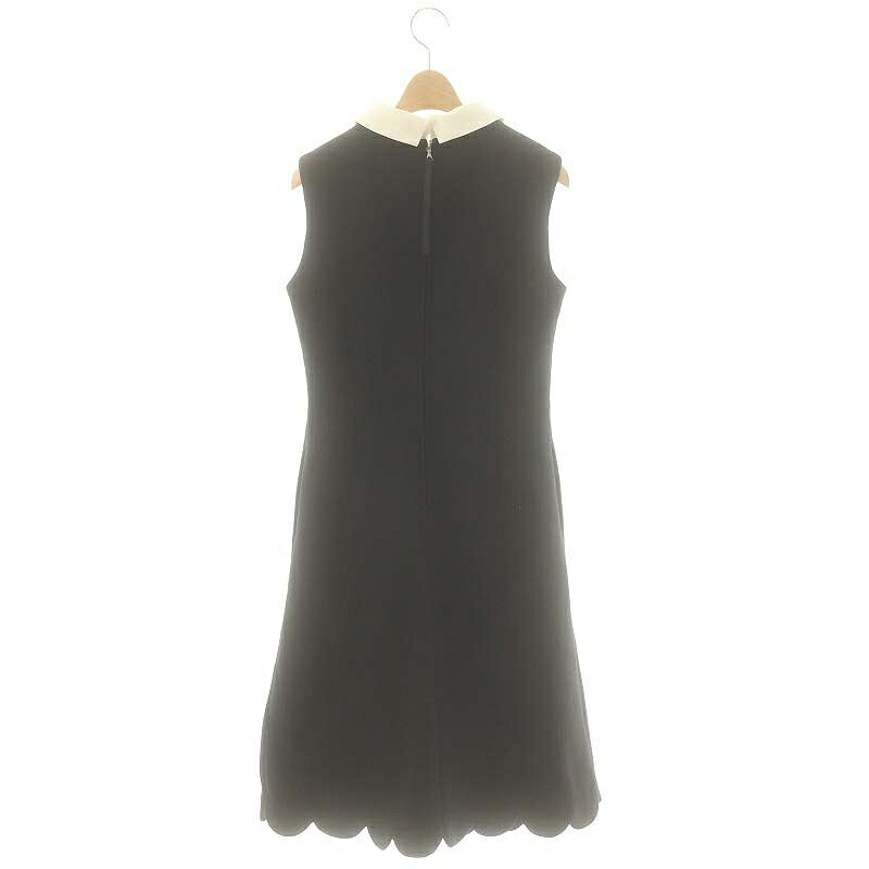 【中古】プリマ シェレル Prima Scherrer 襟取外し可能 2WAY ウール調 スカラップ ワンピース ロング M ブラック /SY ■OS レディース 【ベクトル 古着】 250418