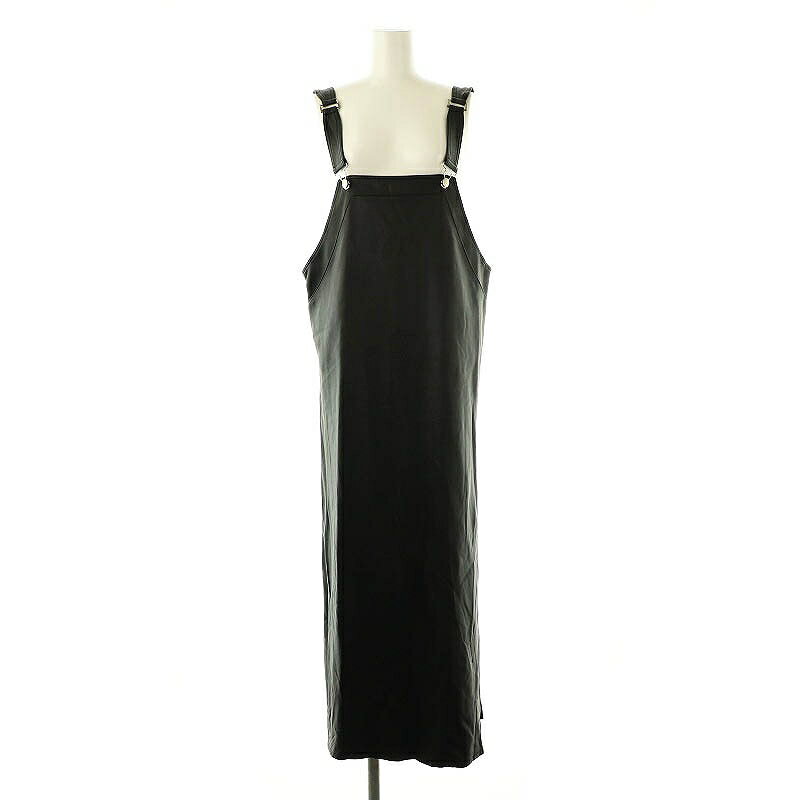【中古】ザ リラクス THE RERACS APRON DRESS ジャンパースカート ワンピース レザー ロング 38 ブラック /DO ■OS レディース 【ベクトル 古着】 250421