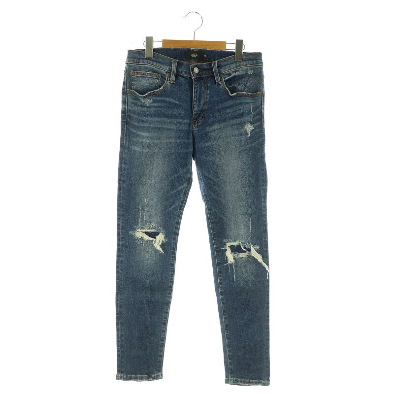 【中古】アズールバイマウジー AZUL by moussy VINTAGE REMAKE SKINNY デニムパンツ スキニー ジーンズ ダメージ加工 ストレッチ M ブルー /MY ■OS ■AX メンズ 【ベクトル 古着】 250509
