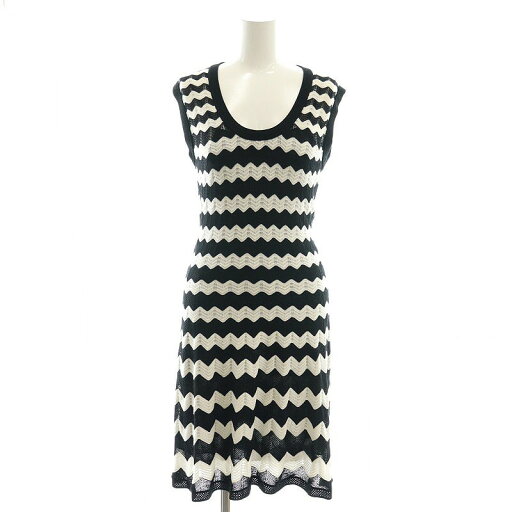 【中古】エムミッソーニ M MISSONI ノースリーブ ニットワンピース ミモレ ロング 40 黒 ブラック 白 ホワイト /AT ■OS レディース 【ベクトル 古着】 250508 【中古】エムミッソーニ M MISSONI ノースリーブ ニットワンピース ミモレ ロング 40 黒 ブラック 白 ホワイト /AT ■OS レディース 【ベクトル 古着】 250508