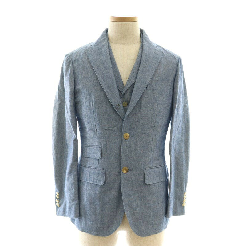 【中古】アンドワークス &Works 2点セット コットン テーラードジャケット ベスト S M インディゴブルー アイボリー /DO ■OS ■SH メンズ ...