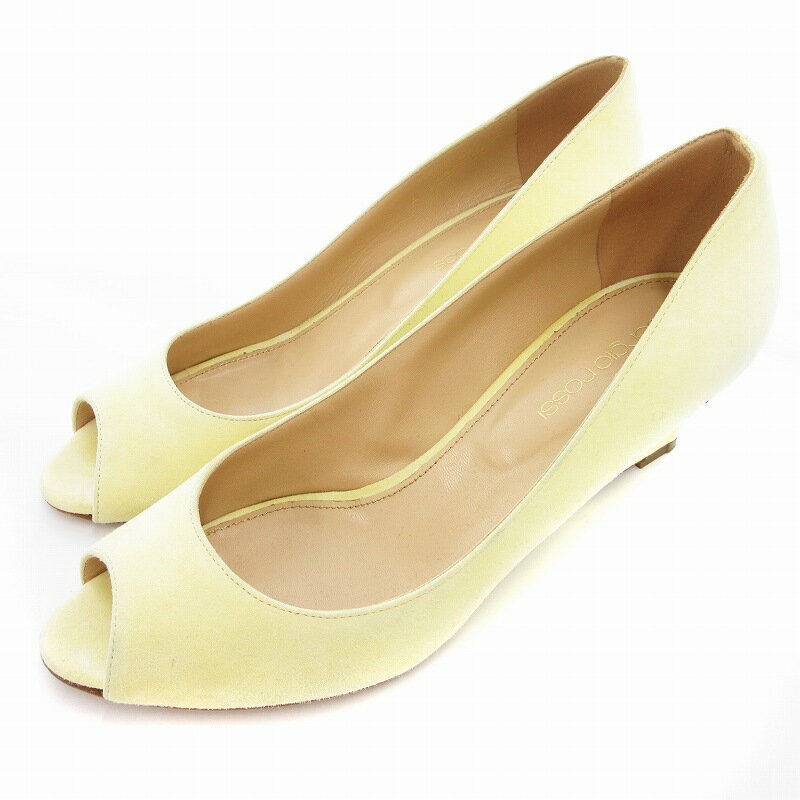 【中古】セルジオロッシ Sergio rossi パンプス ウェッジソール オープントゥ スエード 37 24cm 黄 イエロー /UD レディース 【ベクトル 古着】 250619