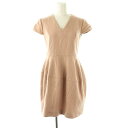 【中古】ヨーコチャン YOKO CHAN V-neck Balloon Dress ドレス ワンピース ミニ 40 ピンクベージュ /DF ■OS レディース 【ベクトル 古着】 250509(4)