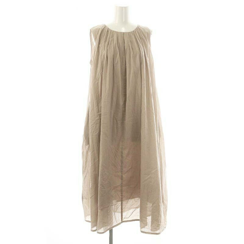 【中古】エリオポール heliopole 23SS COTTON LOAN RELAX DRESS ワンピース ロング ノースリーブ 38 グレージュ /DO ■OS レディース 【ベクトル 古着】 250509