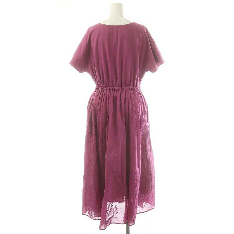 【中古】ロッソ ROSSO アーバンリサーチ 23SS インド綿ウエストギャザーワンピース ロング 半袖 F パープル /DO ■OS レディース 【ベクトル 古着】 250516