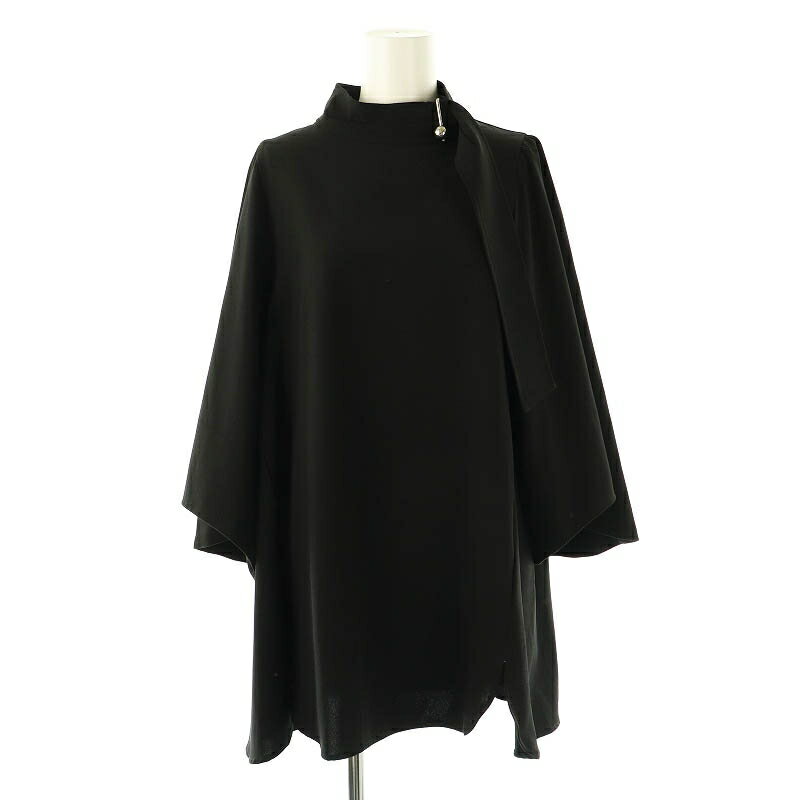 【中古】セルフォード CELFORD 23AW メタルアクセントチュニック 長袖 スタンドカラー 38 黒 ブラック /AT ■OS レディース 【ベクトル 古着】 250513