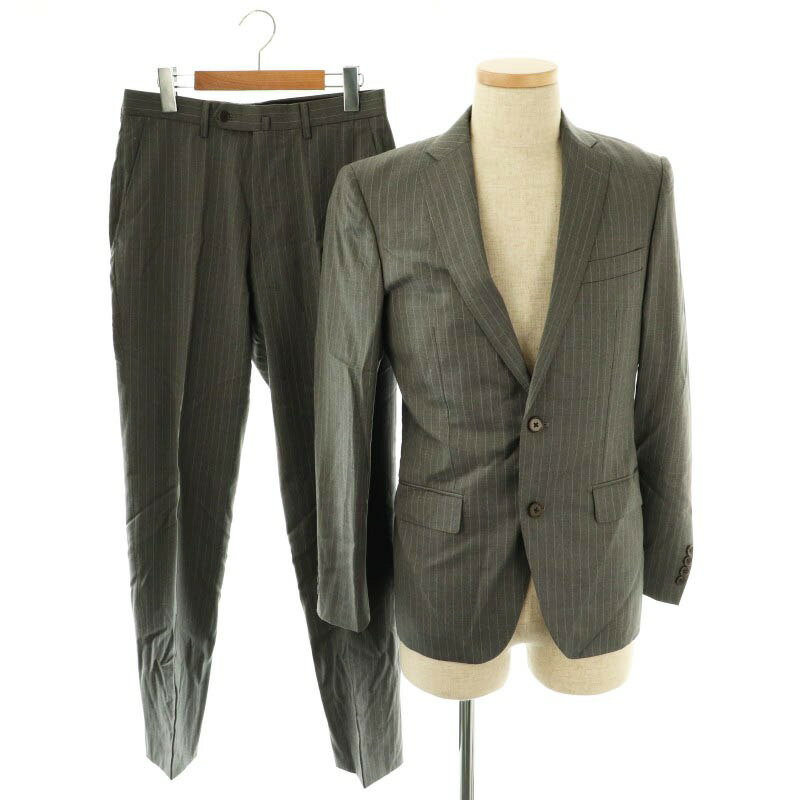 【中古】インヘイルエクスヘイル INHALE EXHALE スーツ セットアップ ウール ストライプ テーラードジャケット パンツ スラックス 170Y グレー /MI ■OS ■SH メンズ 【ベクトル 古着】 250610