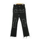 【中古】ヴォルテージコントロールフィルター VOLTAGE CONTROL FILTER Frayed Bootcut Print Denim デニムパンツ カットオフ S 黒 白 /MI ■OS メンズ 【ベクトル 古着】 250522