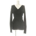 【中古】エーピーストゥディオ AP STUDIO Silk/Cotton RIB シルクコットンリブニット カットソー Vネック ブラック /DO ■OS レデ...