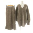 【中古】イエナ IENA chere Si/Li ネップVネックプルオーバー ニット タイトスカート セットアップ 36 グレージュ /DF ■OS レディース...