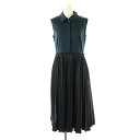 【中古】フォクシーニューヨーク FOXEY NEW YORK 42764 近年モデル Sevilla Dress ドレス シャツワンピース プリーツ 38 紺 /MI ■OS レディース 【ベクトル 古着】 250522