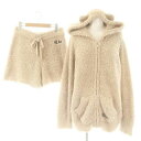【中古】ジェラートピケ gelato pique セットアップ ジェラートベアパーカ ジップアップ ショートパンツ ルームウェア F ベージュ /HK ■OS レディース 【ベクトル 古着】 250528