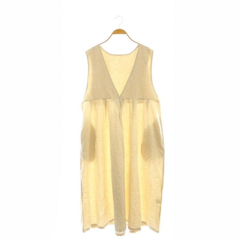 【中古】ディージーワイ Dgy 2WAYプリーツワンピース L/Cオックス ロング リネン M キナリ /DO ■OS レディース 【ベクトル 古着】 250527