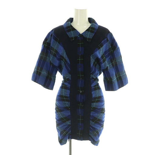 【中古】ステラマッカートニー STELLA McCARTNEY チェック ミニシャツワンピース ウール 34 青 紺 黒 /MI ■OS レディース 【ベクトル 古着】 250529 【中古】ステラマッカートニー STELLA McCARTNEY チェック ミニシャツワンピース ウール 34 青 紺 黒 /MI ■OS レディース 【ベクトル 古着】 250529