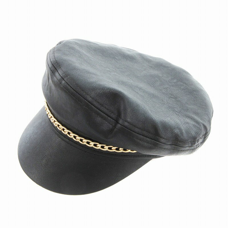 【中古】ダーリッチ Darrich キャスケット 帽子 フェイクレザー チェーン 黒 ブラック /AE レディース 【ベクトル 古着】 250621