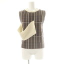 【中古】アメリヴィンテージ Ameri VINTAGE CHECK KNIT TANK ニット セーター ノースリーブ バックオープン ブラウン マルチカラー /ES ■OS レディース 【ベクトル 古着】 250603