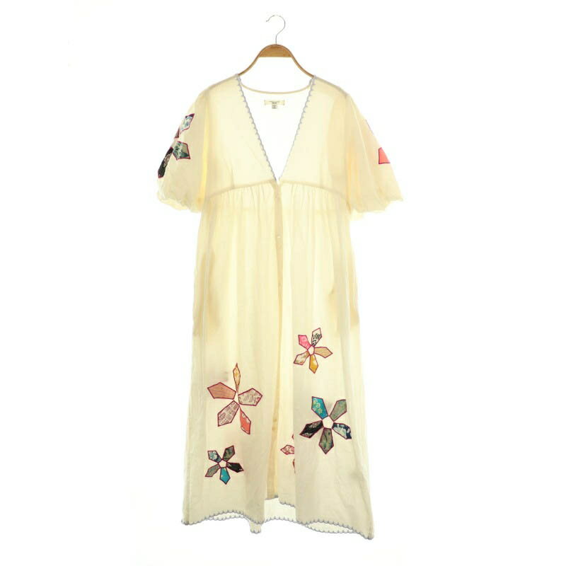 【中古】フリークスストア FREAKS STORE 24SS インド アップリケワンピース シャツワンピース ロング F アイボリー マルチカラー /DF ■OS レディース 【ベクトル 古着】 250605