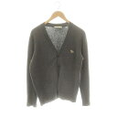 【中古】メゾンキツネ MAISON KITSUNE ワッペン Vネック カーディガン ニット ウール S グレー /MI ■OS メンズ 【ベクトル 古着】 250611