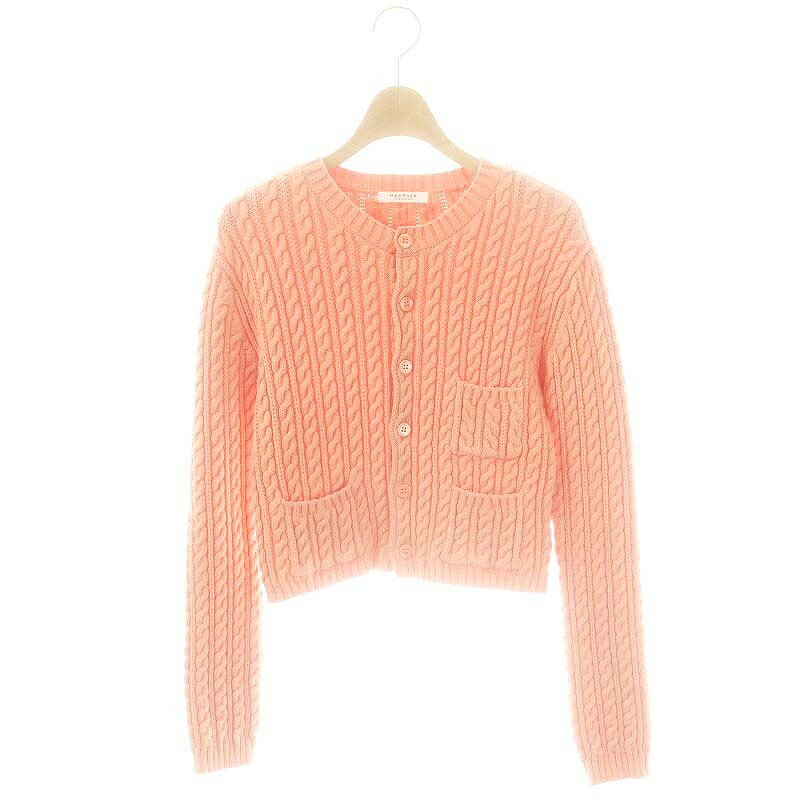 【中古】マカフィー MACPHEE トゥモローランド 23SS ハイブリットコットンケーブル クルーネックカーディガン 長袖 ニット S サーモンピンク /NR ■OS レディース 【ベクトル 古着】 250612