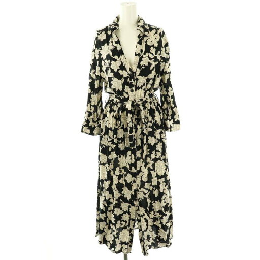 【中古】ザラ ZARA 総柄 シャツワンピース スキッパー ウエストリボン付き S 黒 アイボリー /MI ■OS レディース 【ベクトル 古着】 250617 【中古】ザラ ZARA 総柄 シャツワンピース スキッパー ウエストリボン付き S 黒 アイボリー /MI ■OS レディース 【ベクトル 古着】 250617