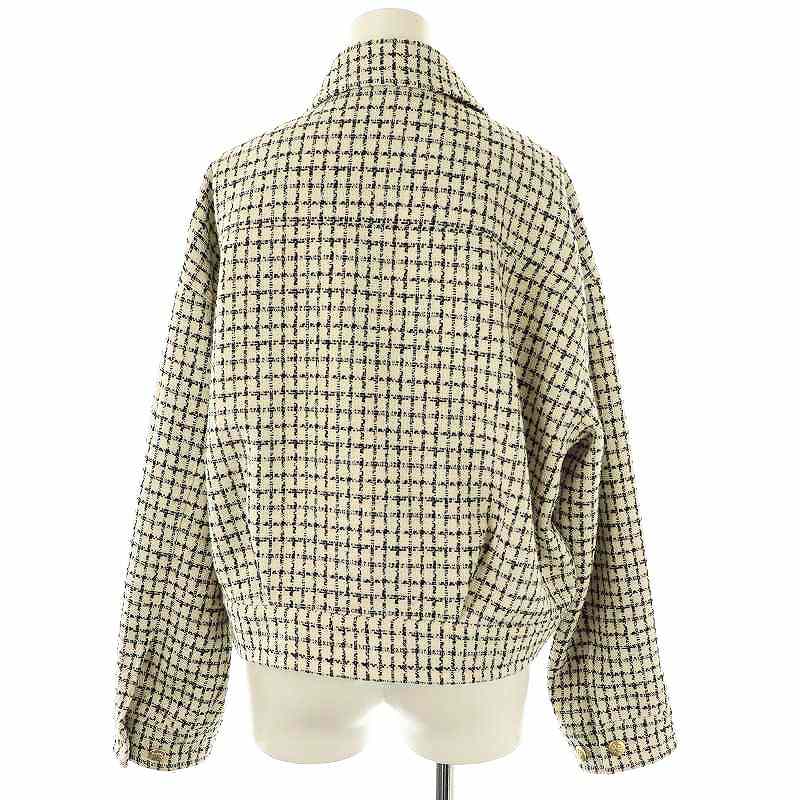 【中古】グレースコンチネンタル GRACE CONTINENTAL 25SSチェックツイードブルゾン ジャケット ステンカラー 36 黒 オフホワイト /CX ■OS レディース 【ベクトル 古着】 250612