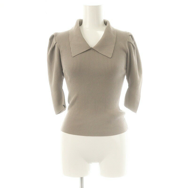 【中古】スナイデル SNIDEL ニットカラーパフスリリブプルオーバー カットソー 五分袖 F グレー /AT ■OS レディース 【ベクトル 古着】 250619