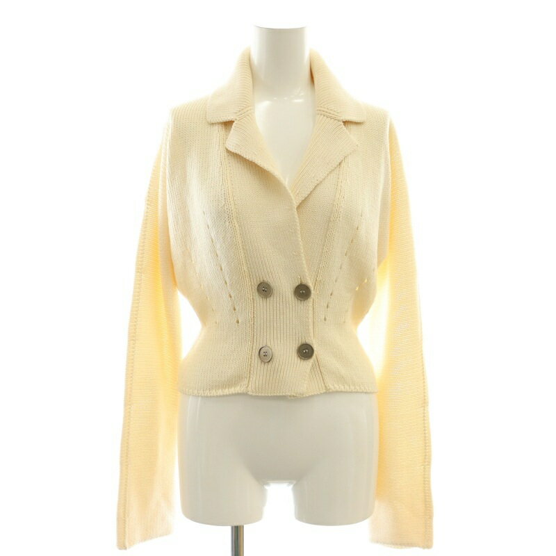 【中古】マックスマーラ MAX MARA ニットダブルジャケット テーラード シルク混 S アイボリー /ES ■OS レディース 【ベクトル 古着】 250626