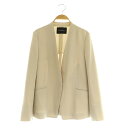 【中古】グリーンレーベルリラクシング ユナイテッドアローズ green label relaxing パウドレ ノーラペル ジャケット 背抜き ストレッチ 38 ライトベージュ /MY ■OS レディース 【ベクトル 古着】 250627