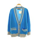 【中古】イヴォンイネドヌーヴェルヴァーグ yvon ined n.vague 24AW 配色Vネックカーディガン ニット 長袖 ウール 9 水色 グレー /NR ■OS レディース 【ベクトル 古着】 250630