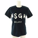 【中古】未使用品 エムエスジーエム MSGM ロゴプリントTシャツ カットソー XS 紺 /MI ■OS レディース 【ベクトル 古着】 250630