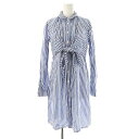 【中古】セラフィン Seraphine ストライプ柄ワンピース シャツワンピース ひざ丈 授乳服 UK6 ブルー ホワイト /DF ■OS ■SH レディース 【ベクトル 古着】 250708