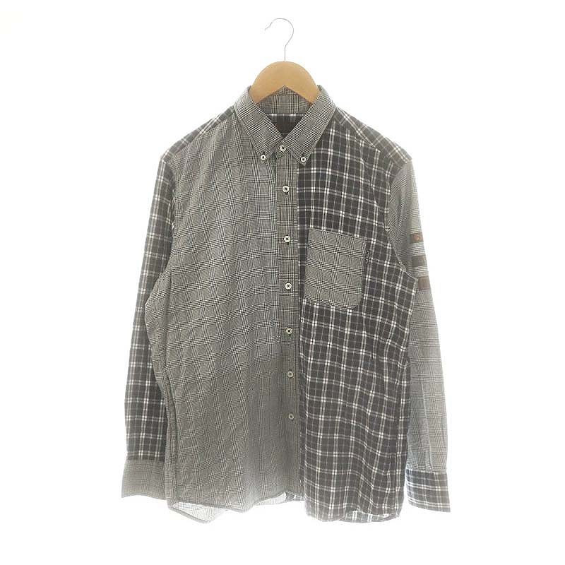 【中古】カールヘルム Karl Helmut チェック 切替 ボタンダウンシャツ 長袖 M グレー 紺 ネイビー /AT ■OS メンズ 【ベクトル 古着】 250702