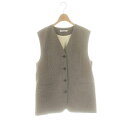 【中古】B&Y ユナイテッドアローズ BEAUTY&YOUTH ビューティー&ユース ノーカラー ツイード ベスト Vネック 前開き M グレー /AT ■OS...