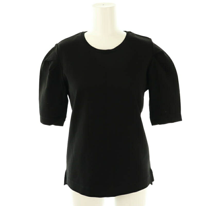 【中古】ユナイテッドアローズ UNITED ARROWS COMFY ポンチ クルーネック プルオーバー カットソー 五分袖 黒 ブラック 3517-199-1699 /AT ■OS レディース 【ベクトル 古着】 250708のサムネイル