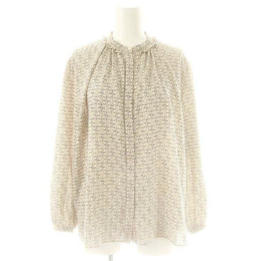 【中古】ボールジー BALLSEY トゥモローランド 23AW モノグラムプリント フリルネックブラウス シャツ 総柄 36 ベージュ ブラック /ES ■OS レディース 【ベクトル 古着】 250704 【中古】ボールジー BALLSEY トゥモローランド 23AW モノグラムプリント フリルネックブラウス シャツ 総柄 36 ベージュ ブラック /ES ■OS レディース 【ベクトル 古着】 250704