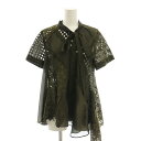 【中古】サカイ sacai asymmetry mesh blouse ブラウス 切替 半袖 2 カーキ 21-05466 /HK ■OS レディース 【ベクトル 古着】 250707