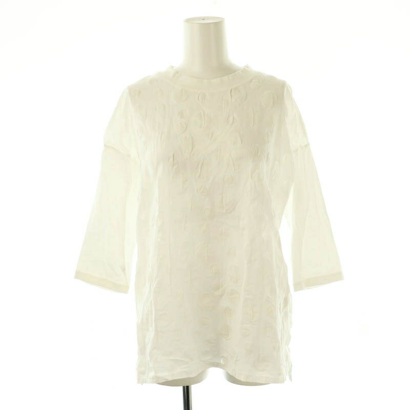 【中古】スタンプアンドダイアリー STAMP AND DIARY シアードットデザインカットソー 五分袖 白 ホワイ..