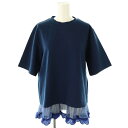 【中古】ミュベール muveil スカラップチュール Tシャツ カットソー 38 紺 ネイビー /CX ■OS レディース 【ベクトル 古着】 250709