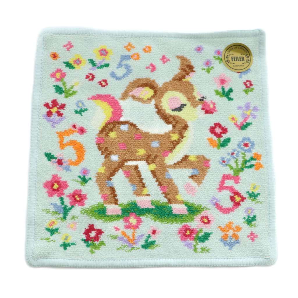 【中古】フェイラー FEILER ラブラリーバイフェイラー LOVERARY BY FEILER ツンツンバンビーノ 5周年記念デザイン タオルハンカチ 花柄 ライトブルー マルチカラー /MI ■OS レディース 【ベクトル 古着】 250829のサムネイル