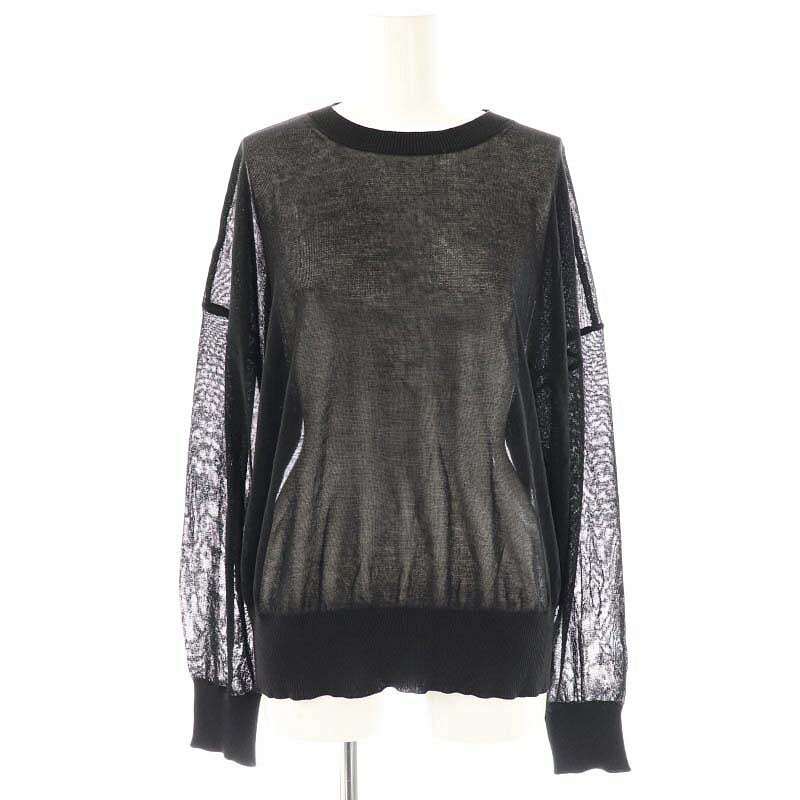 【中古】アーバンリサーチ URBAN RESEARCH ITEMS シアーニット カットソー 長袖 F 黒 /NR ■OS ■AX レディース 【ベクトル 古着】 250718(4)