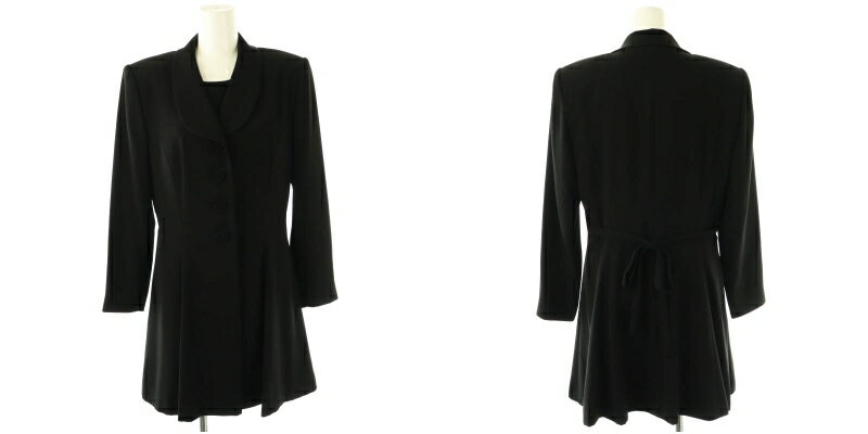 【中古】ヒロミヨシダ HIROMI YOSHIDA コート ワンピース スカート 3点セット 上下 9 黒 ブラック /AT ■OS レディース 【ベクトル 古着】 250716