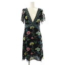【中古】ヴィヴィアンタム VIVIENNE TAM パワーネット 花柄 半袖 ワンピース ひざ丈 0 ブラック マルチカラー /DF ■OS レディース 【ベク...