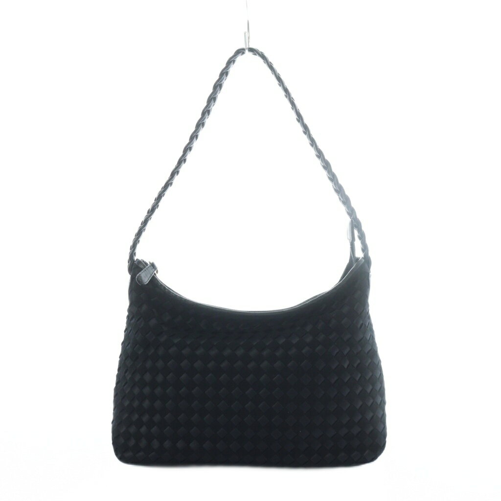 【中古】ワコー WAKO ワンハンドルバッグ ショルダー 編み込み スウェード 黒 ブラック /RI ■OS レディース 【ベクトル 古着】 250805